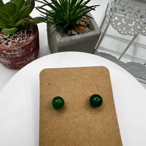 Green‎ Stone Stud Earrings NEW